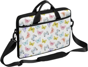 Butterfly Light Blue Laptop Bag for Men Women 13-15 Inch Case Bags Sleeve Shoulder with Anti Slip Removable The Pad Straps