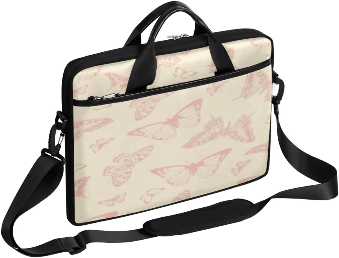 Butterfly Light Blue Laptop Bag for Men Women 13-15 Inch Case Bags Sleeve Shoulder with Anti Slip Removable The Pad Straps