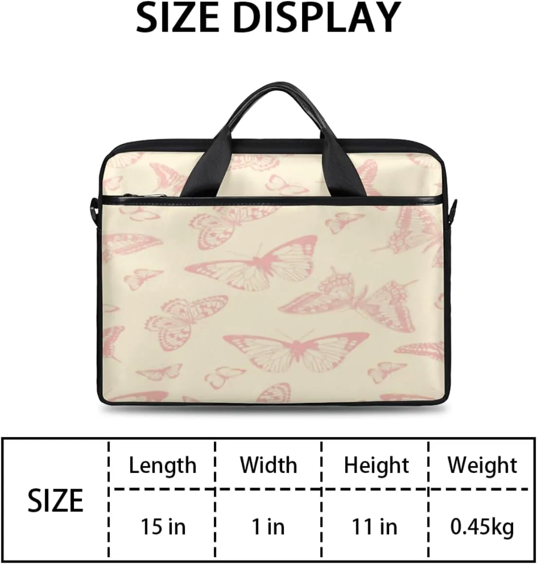 Butterfly Light Blue Laptop Bag for Men Women 13-15 Inch Case Bags Sleeve Shoulder with Anti Slip Removable The Pad Straps