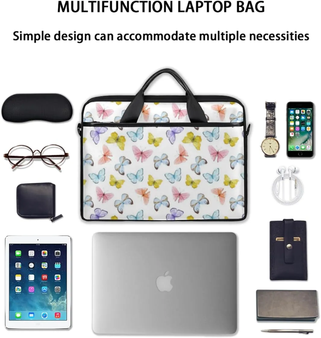 Butterfly Light Blue Laptop Bag for Men Women 13-15 Inch Case Bags Sleeve Shoulder with Anti Slip Removable The Pad Straps