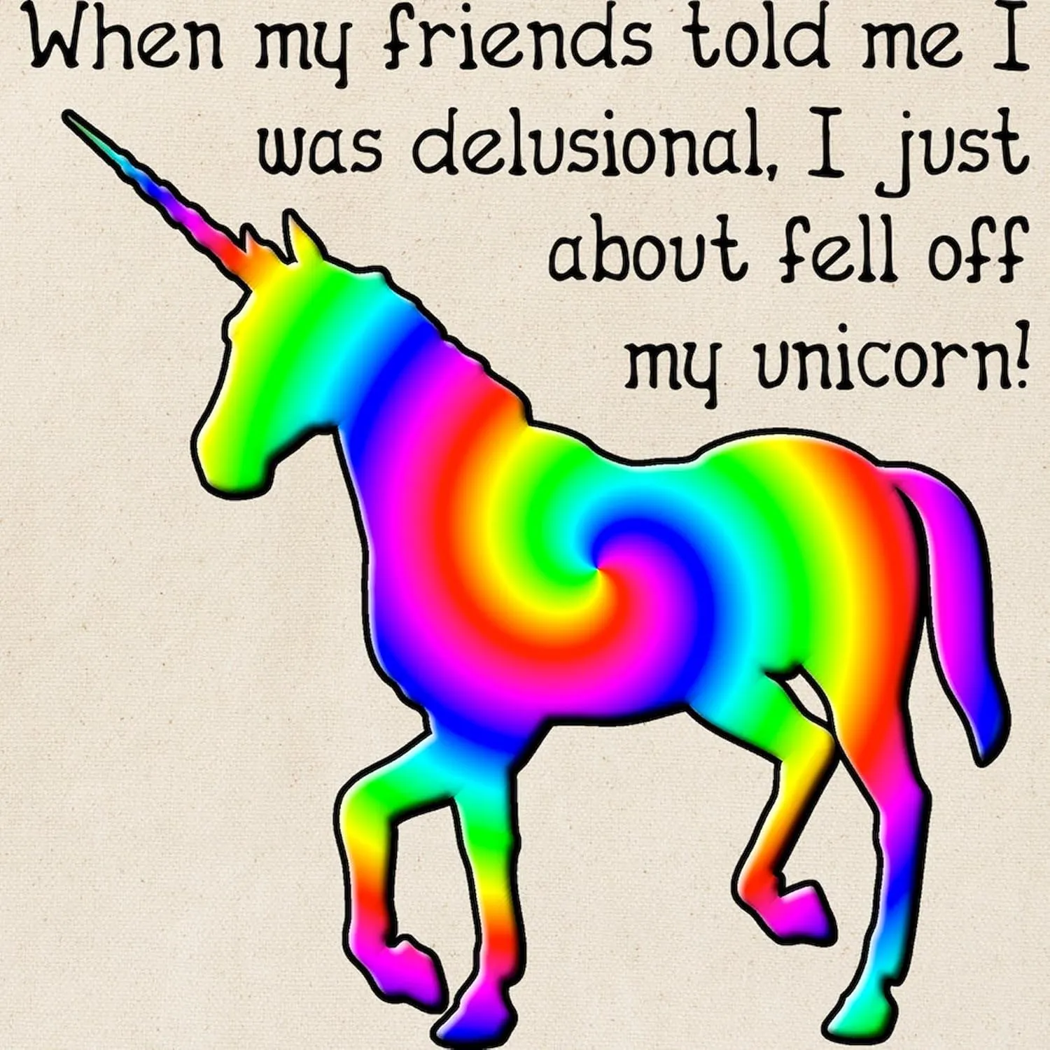 CafePress Delusional Unicorn Funny T Shirt Tote Bag Natural Canvas Tote Bag, Reusable Shopping Bag
