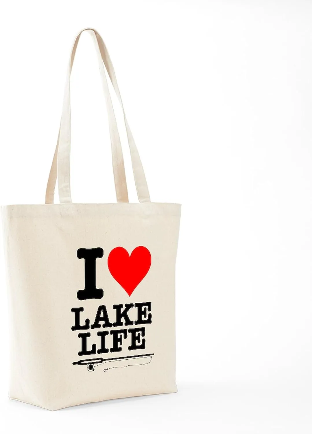 CafePress I Heart Lake Life Tote Bag Natural Canvas Tote Bag, Reusable Shopping Bag