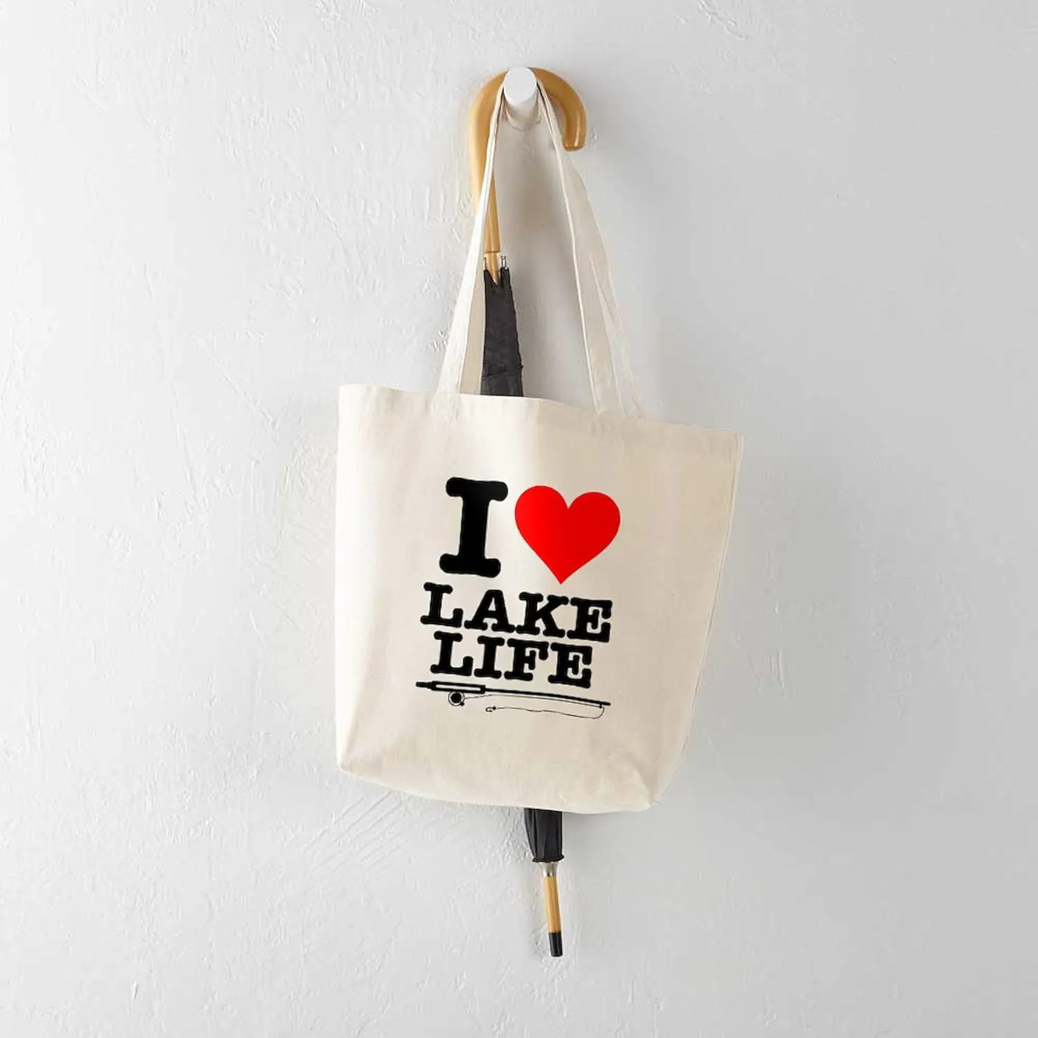 CafePress I Heart Lake Life Tote Bag Natural Canvas Tote Bag, Reusable Shopping Bag