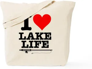 CafePress I Heart Lake Life Tote Bag Natural Canvas Tote Bag, Reusable Shopping Bag