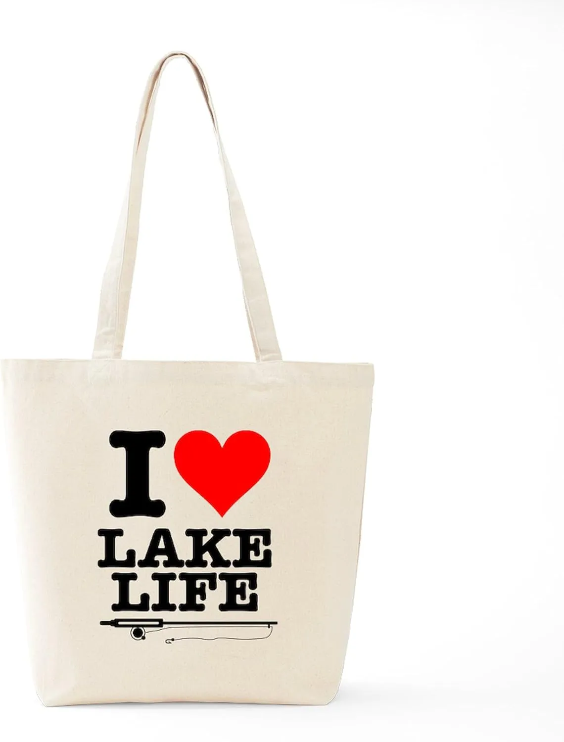 CafePress I Heart Lake Life Tote Bag Natural Canvas Tote Bag, Reusable Shopping Bag