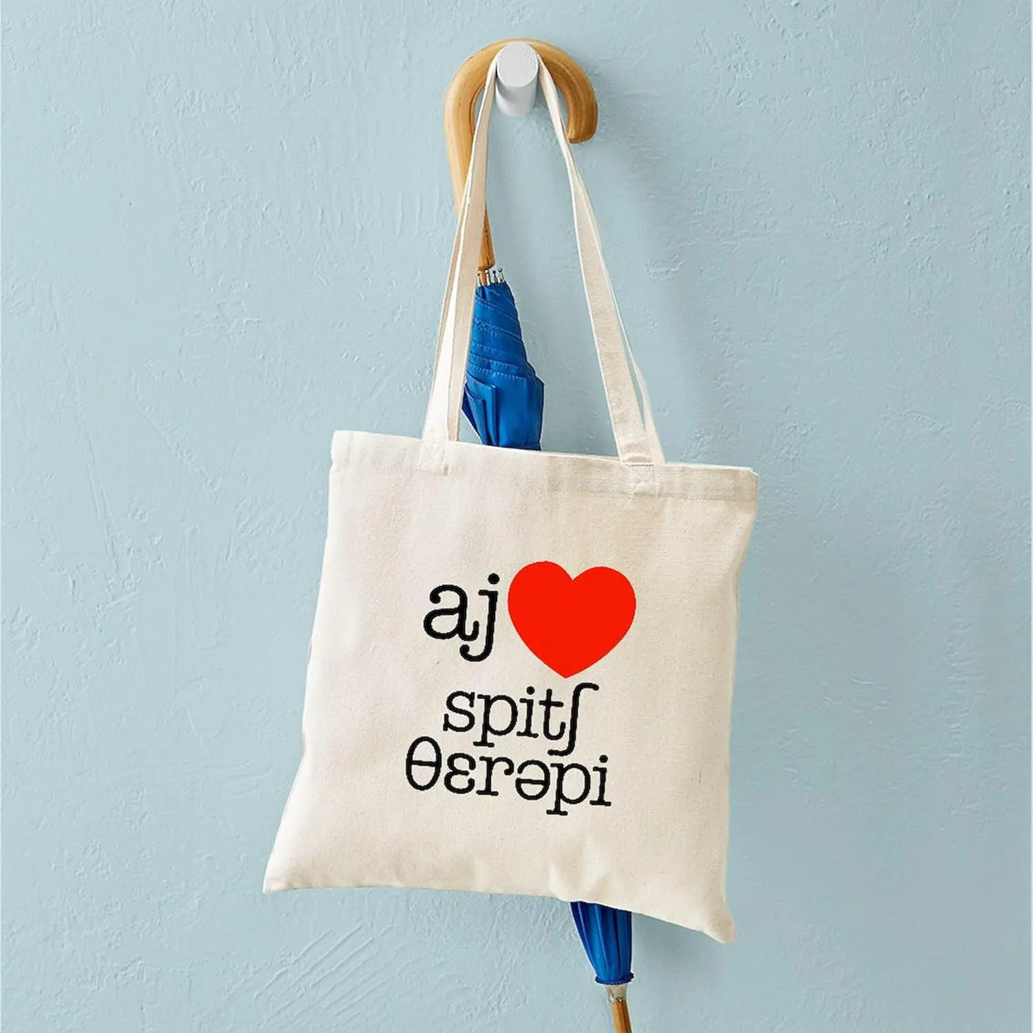 CafePress I Heart Speech Therapy Tote Bag Natural Canvas Tote Bag, Reusable Shopping Bag