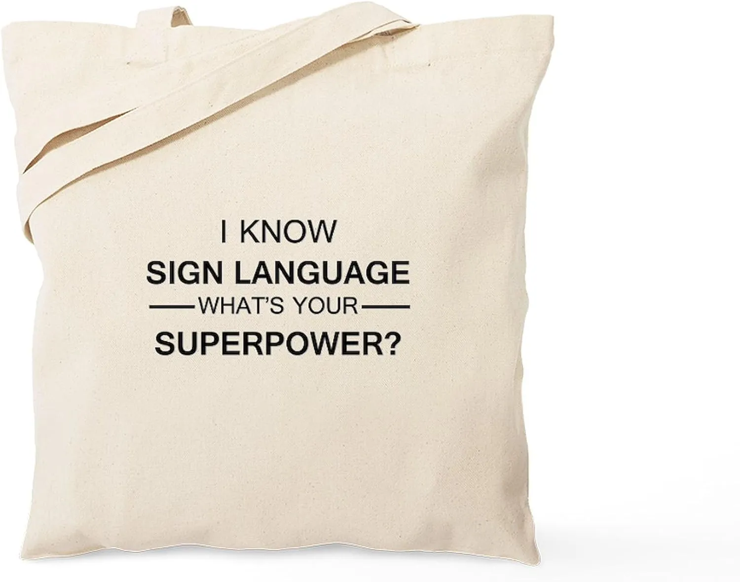 CafePress I Know Sign Language (Black) Tote Bag Natural Canvas Tote Bag, Reusable Shopping Bag