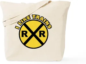 CafePress I Like Trains Tote Bag Natural Canvas Tote Bag, Reusable Shopping Bag