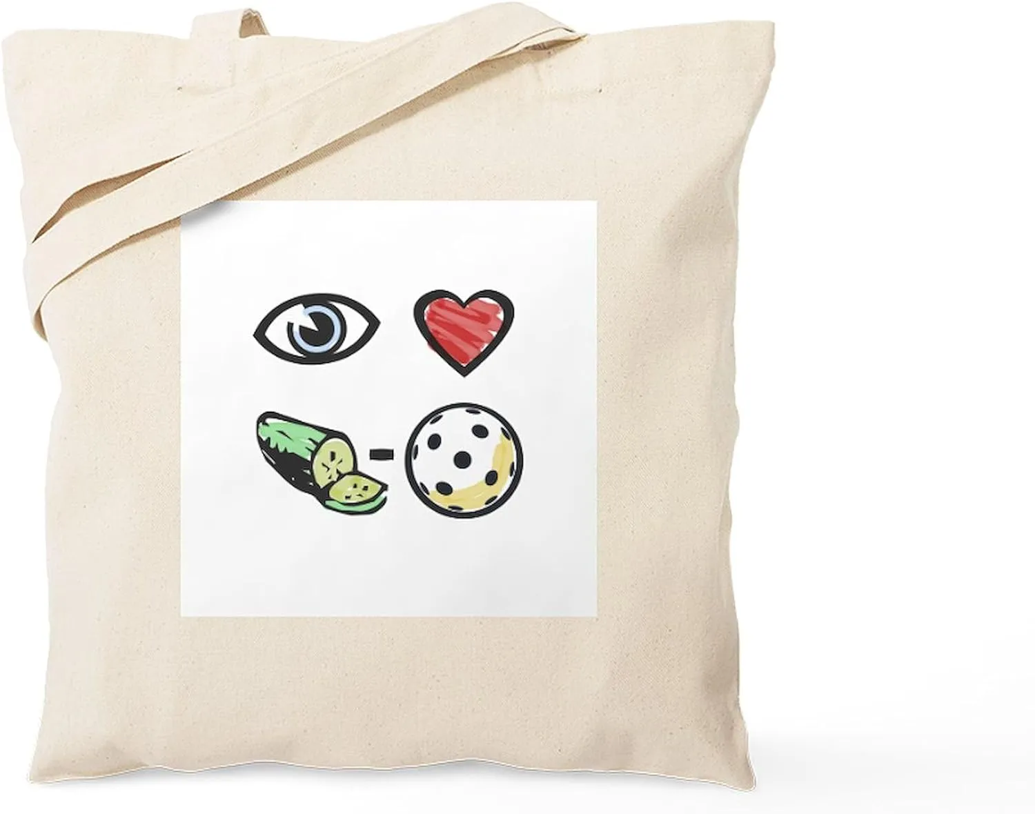 CafePress I Love Pickleball Tote Bag Natural Canvas Tote Bag, Reusable Shopping Bag