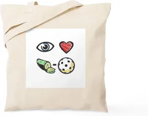 CafePress I Love Pickleball Tote Bag Natural Canvas Tote Bag, Reusable Shopping Bag