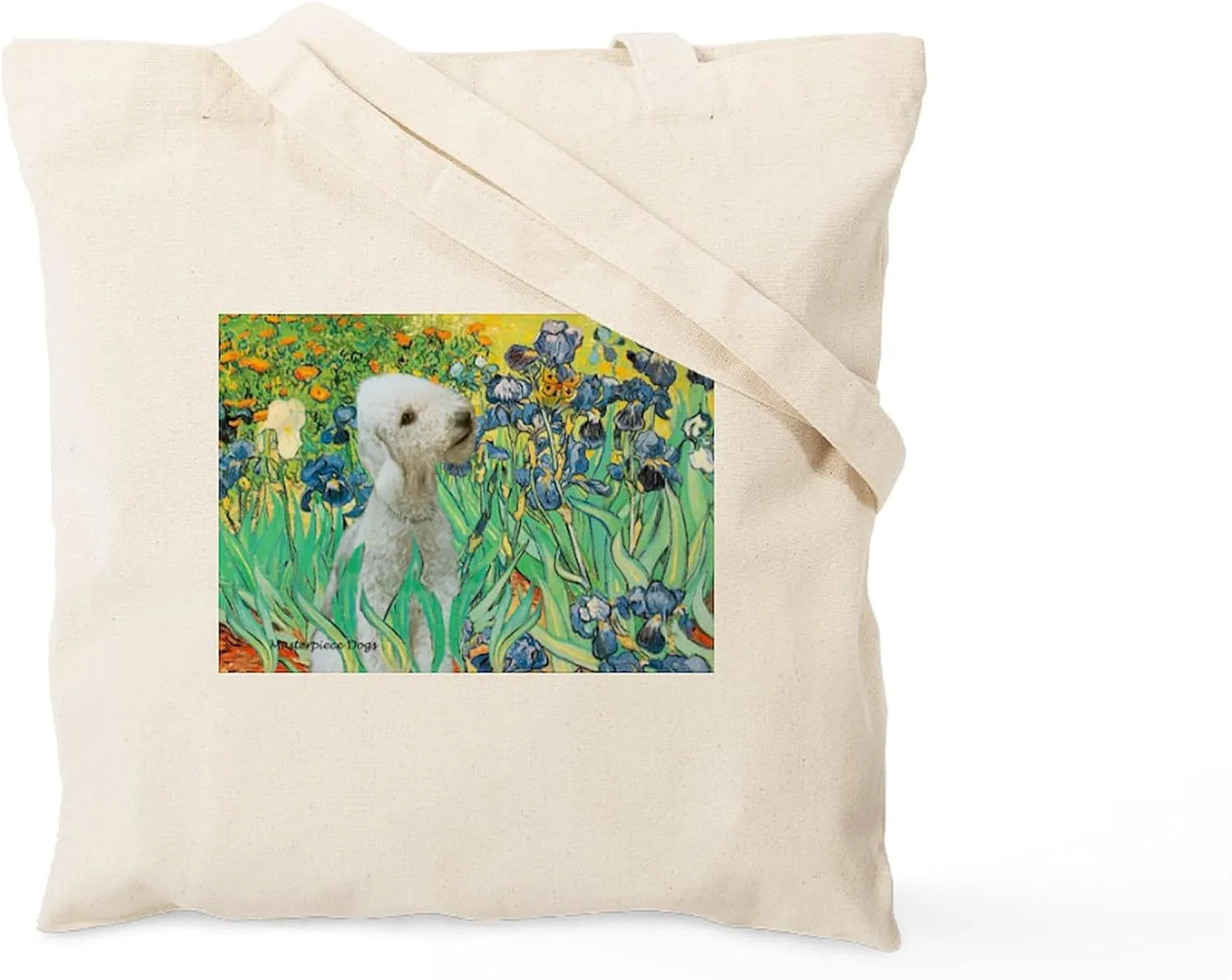 CafePress Irises/Bedlington T Tote Bag Natural Canvas Tote Bag, Reusable Shopping Bag