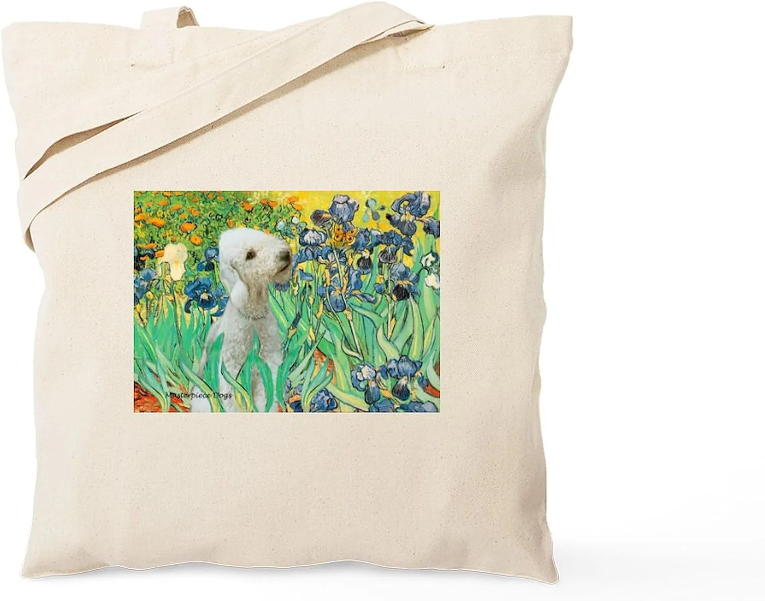CafePress Irises/Bedlington T Tote Bag Natural Canvas Tote Bag, Reusable Shopping Bag