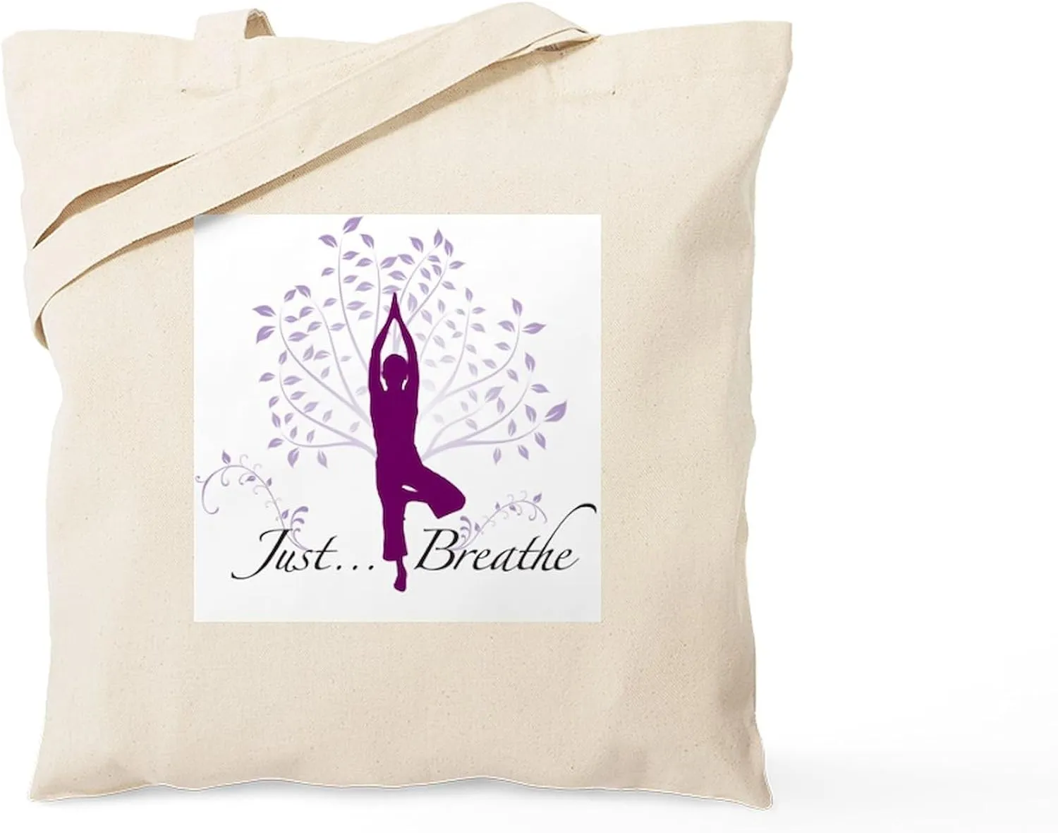 CafePress Justbreathe Tote Bag Natural Canvas Tote Bag, Reusable Shopping Bag
