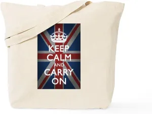 CafePress Keep Calm And Carry On Tote Bag Natural Canvas Tote Bag, Reusable Shopping Bag