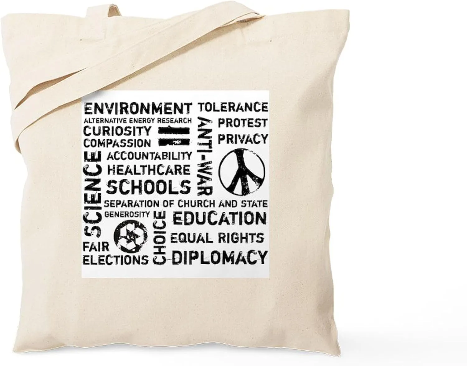CafePress Liberal Values 2 Tote Bag Natural Canvas Tote Bag, Reusable Shopping Bag