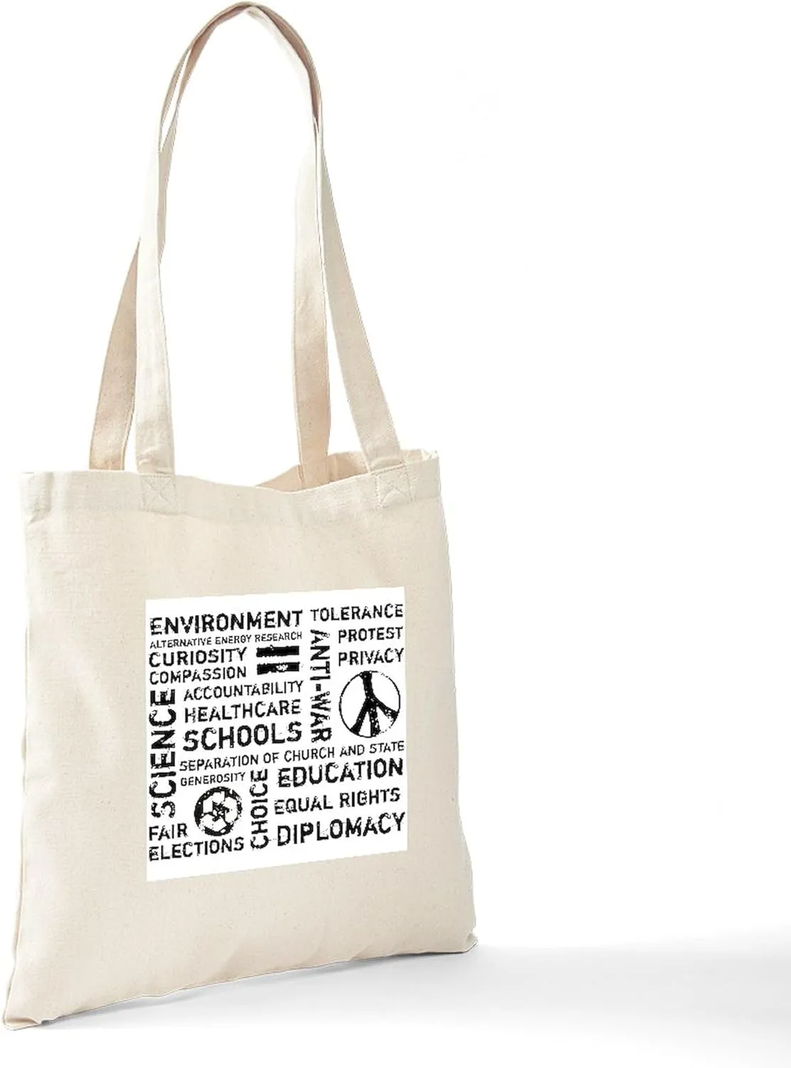 CafePress Liberal Values 2 Tote Bag Natural Canvas Tote Bag, Reusable Shopping Bag