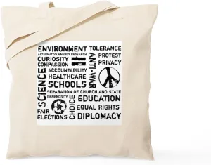 CafePress Liberal Values 2 Tote Bag Natural Canvas Tote Bag, Reusable Shopping Bag