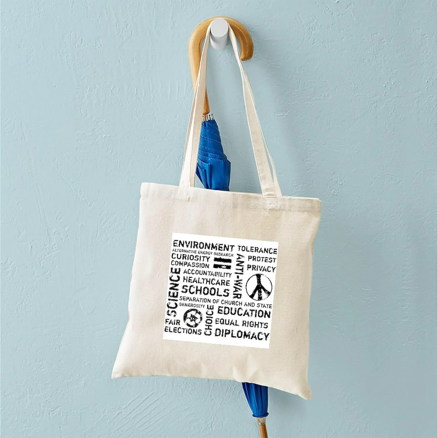 CafePress Liberal Values 2 Tote Bag Natural Canvas Tote Bag, Reusable Shopping Bag