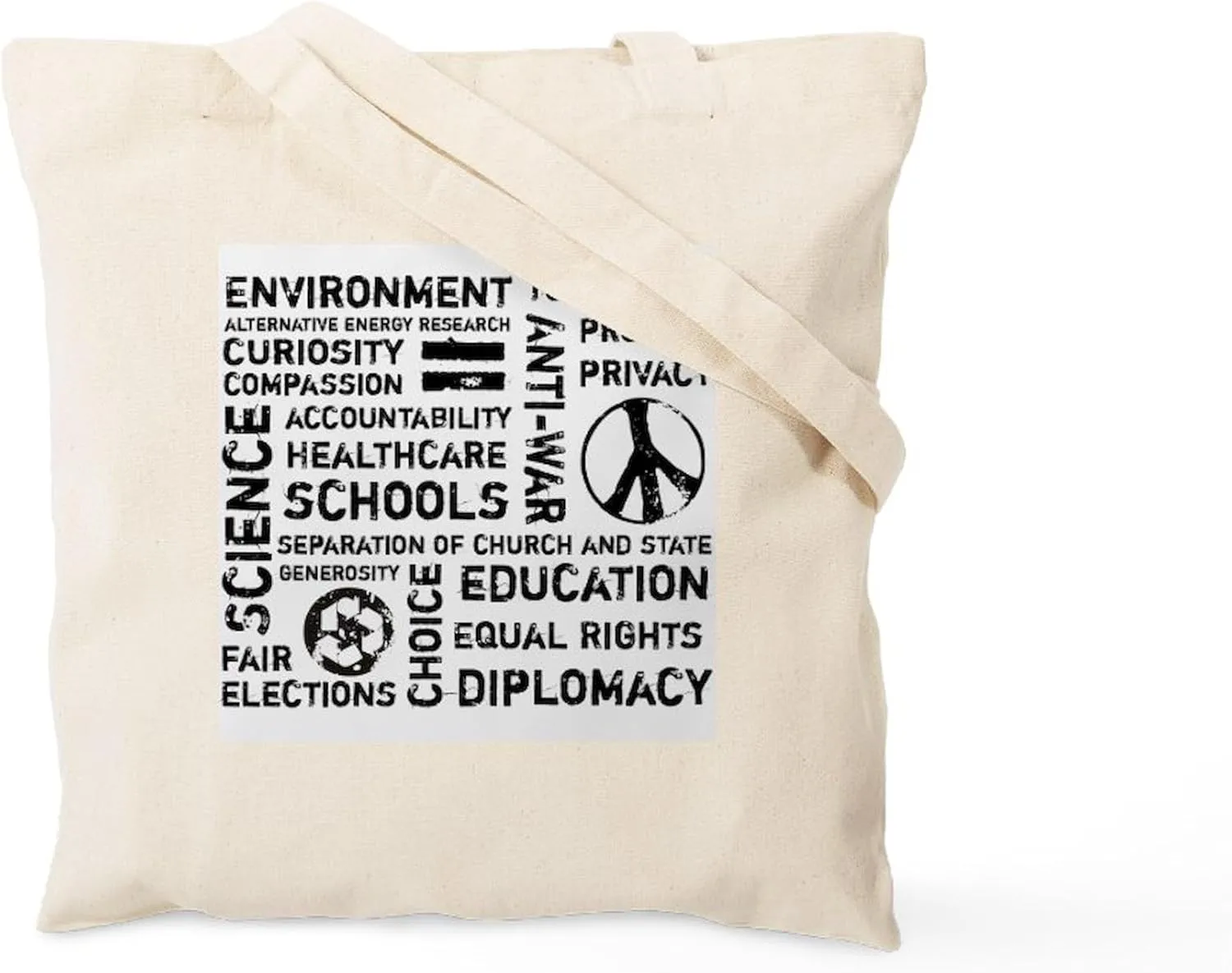 CafePress Liberal Values 2 Tote Bag Natural Canvas Tote Bag, Reusable Shopping Bag