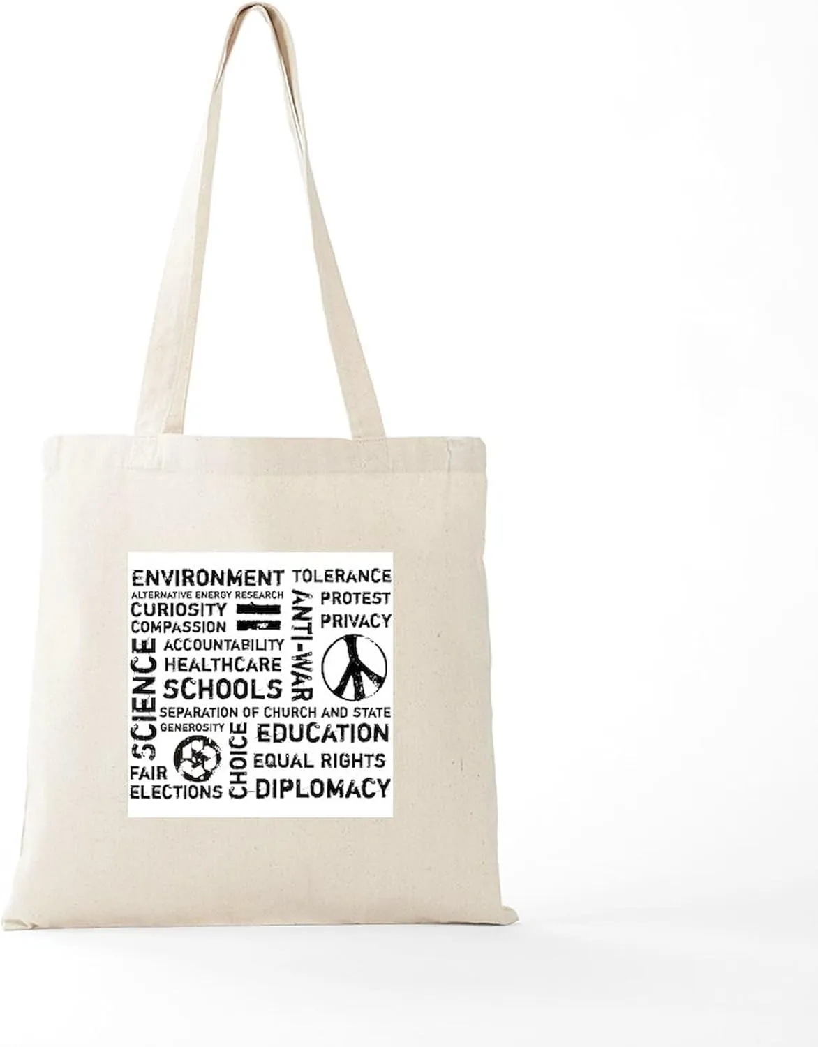 CafePress Liberal Values 2 Tote Bag Natural Canvas Tote Bag, Reusable Shopping Bag