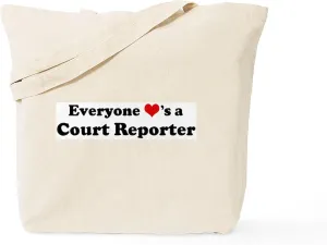 CafePress Loves A Court Reporter Tote Bag Natural Canvas Tote Bag, Reusable Shopping Bag