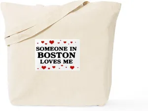 CafePress Loves Me In Boston Tote Bag Natural Canvas Tote Bag, Reusable Shopping Bag