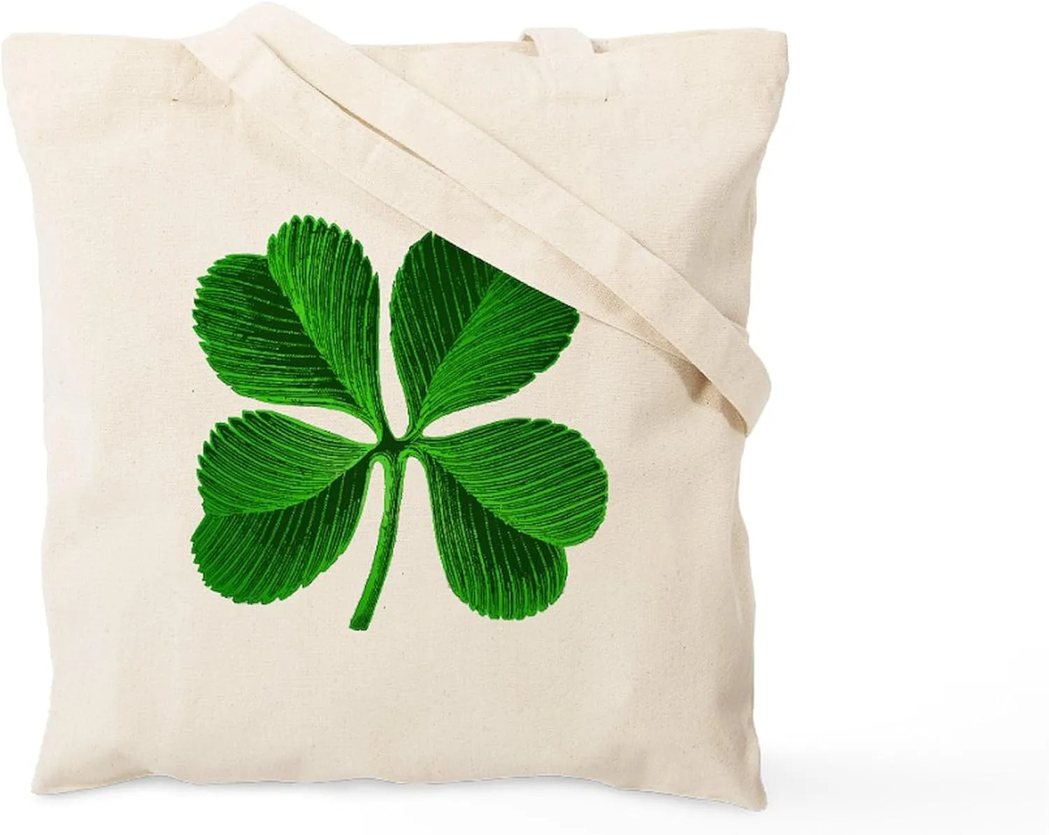 CafePress Lucky Charm 4 Leaf Clover Irish Tote Bag Natural Canvas Tote Bag, Reusable Shopping Bag