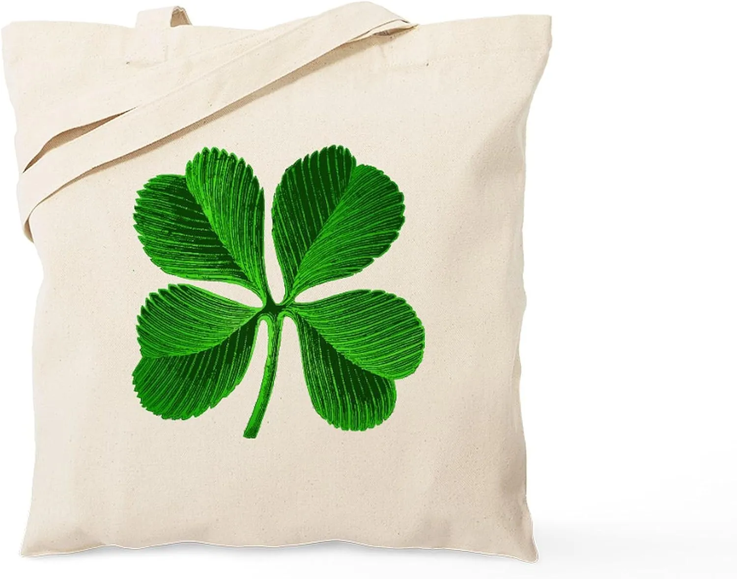 CafePress Lucky Charm 4 Leaf Clover Irish Tote Bag Natural Canvas Tote Bag, Reusable Shopping Bag