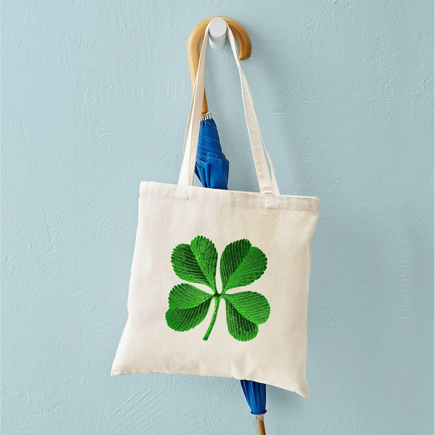 CafePress Lucky Charm 4 Leaf Clover Irish Tote Bag Natural Canvas Tote Bag, Reusable Shopping Bag