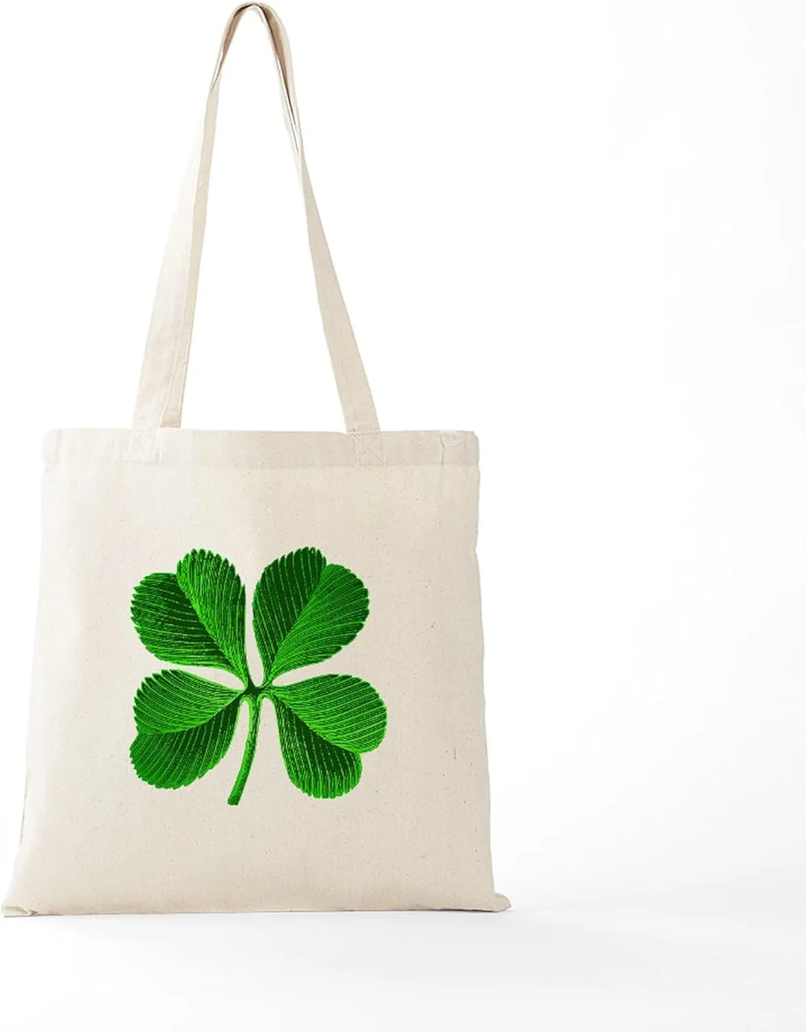CafePress Lucky Charm 4 Leaf Clover Irish Tote Bag Natural Canvas Tote Bag, Reusable Shopping Bag