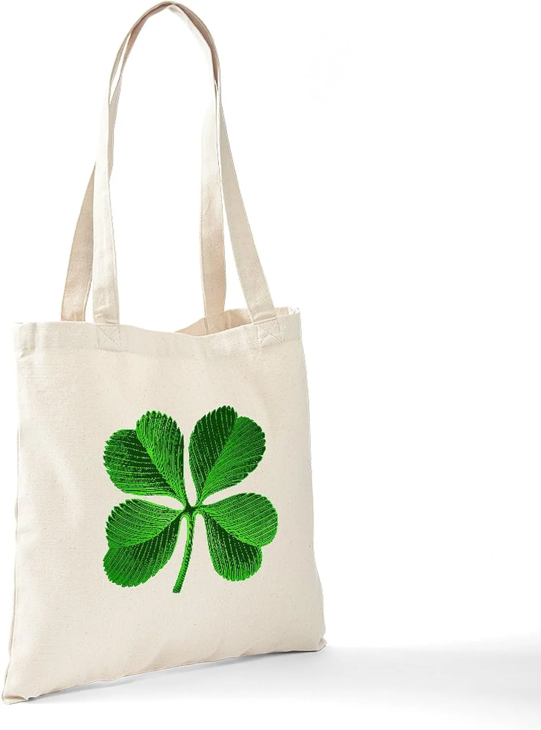 CafePress Lucky Charm 4 Leaf Clover Irish Tote Bag Natural Canvas Tote Bag, Reusable Shopping Bag