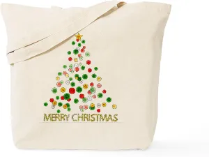 CafePress Merry Christmas Tote Bag Natural Canvas Tote Bag, Reusable Shopping Bag