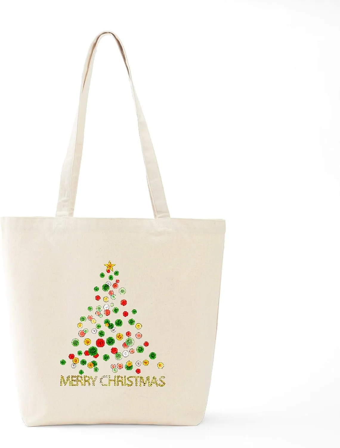 CafePress Merry Christmas Tote Bag Natural Canvas Tote Bag, Reusable Shopping Bag