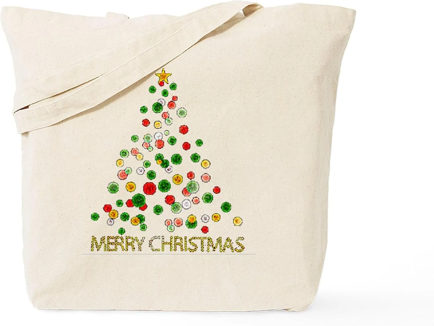 CafePress Merry Christmas Tote Bag Natural Canvas Tote Bag, Reusable Shopping Bag