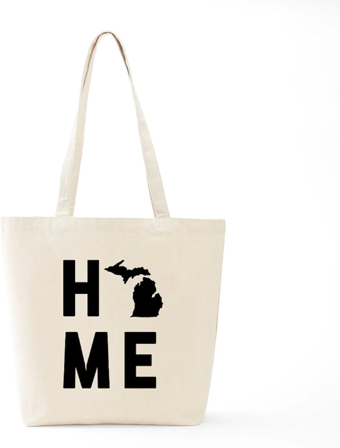 CafePress Michigan Home Tote Bag Natural Canvas Tote Bag, Reusable Shopping Bag