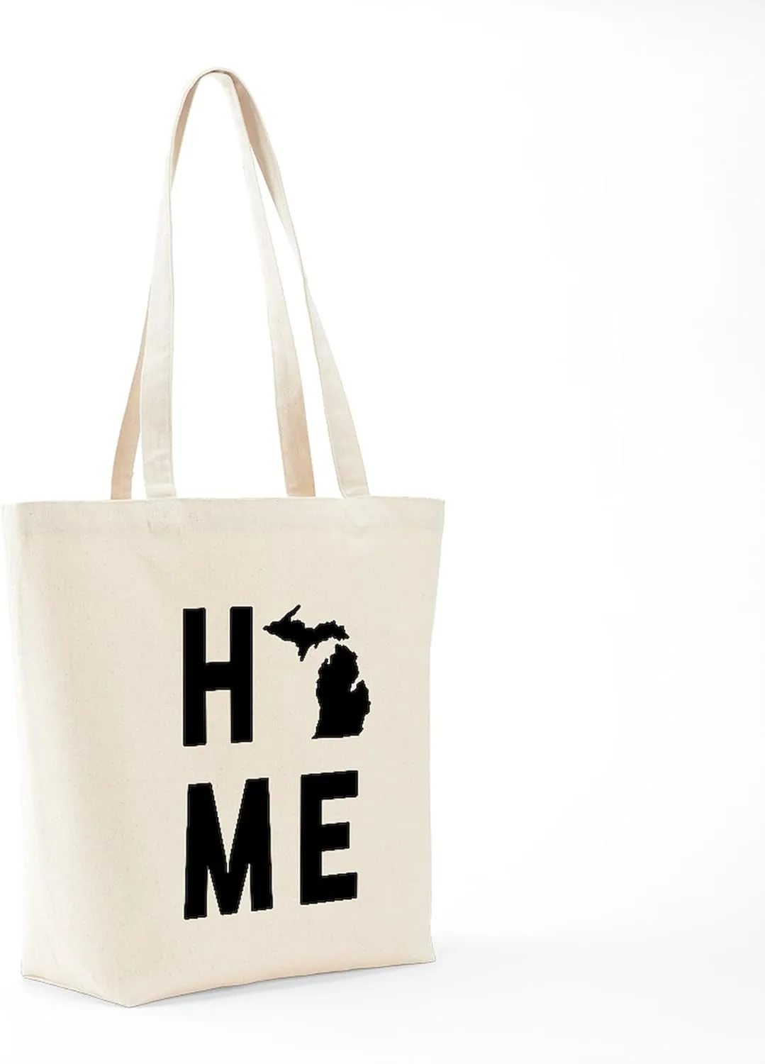 CafePress Michigan Home Tote Bag Natural Canvas Tote Bag, Reusable Shopping Bag