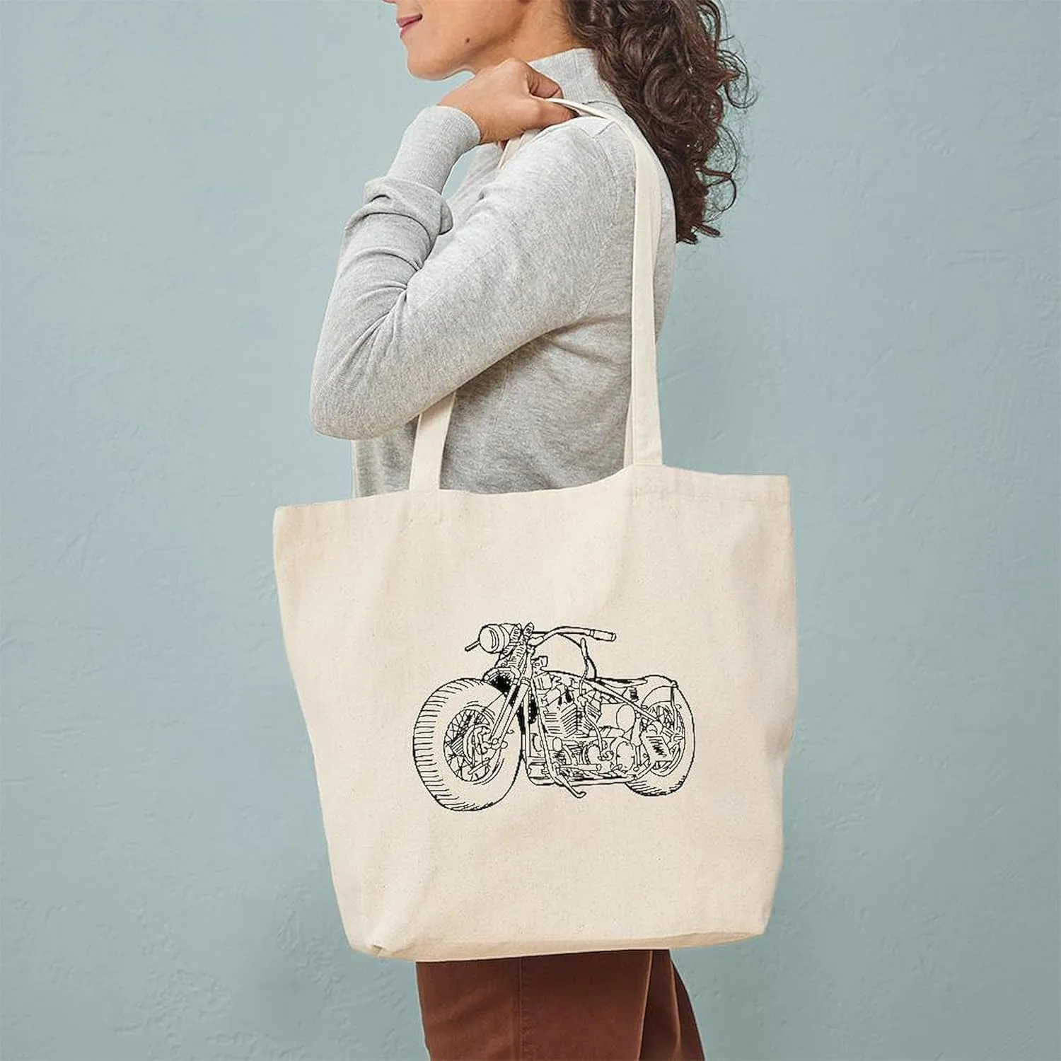 CafePress Motorcycle Tote Bag Natural Canvas Tote Bag, Reusable Shopping Bag