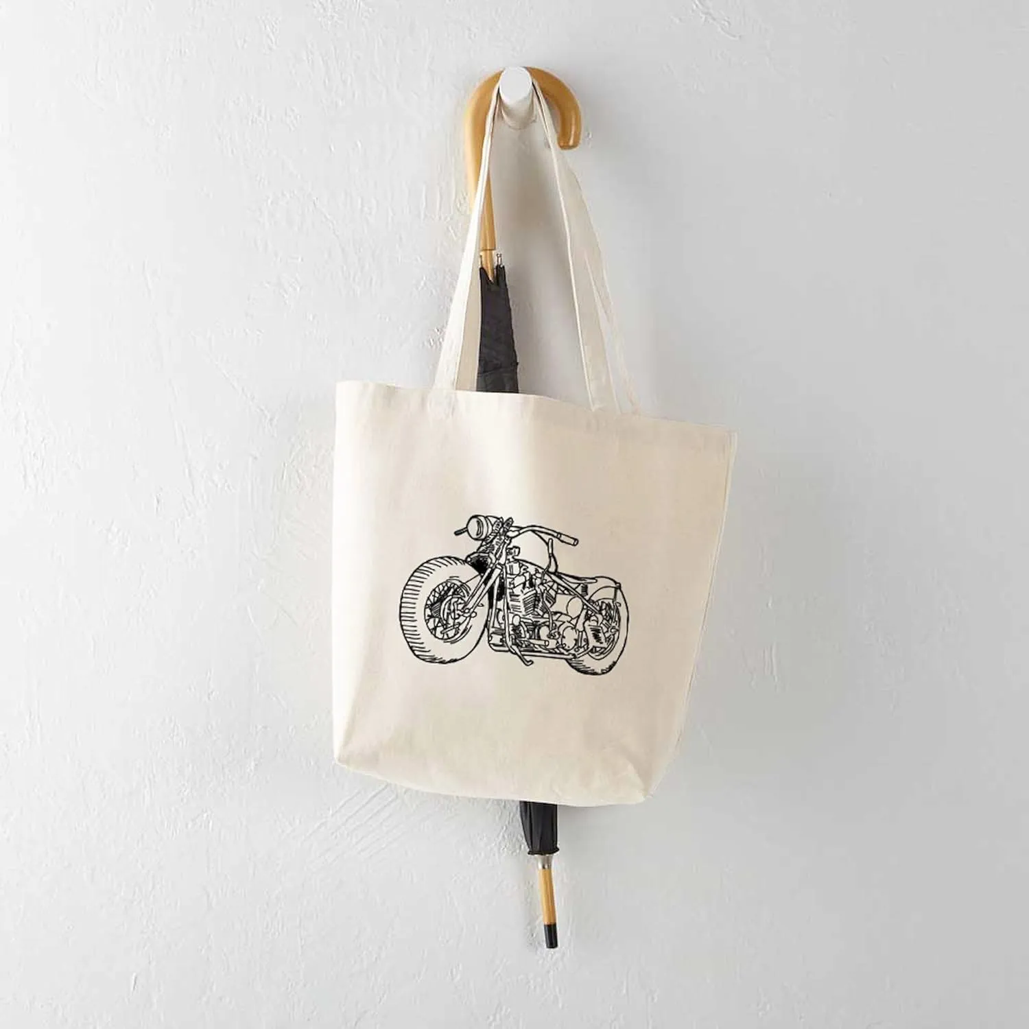 CafePress Motorcycle Tote Bag Natural Canvas Tote Bag, Reusable Shopping Bag