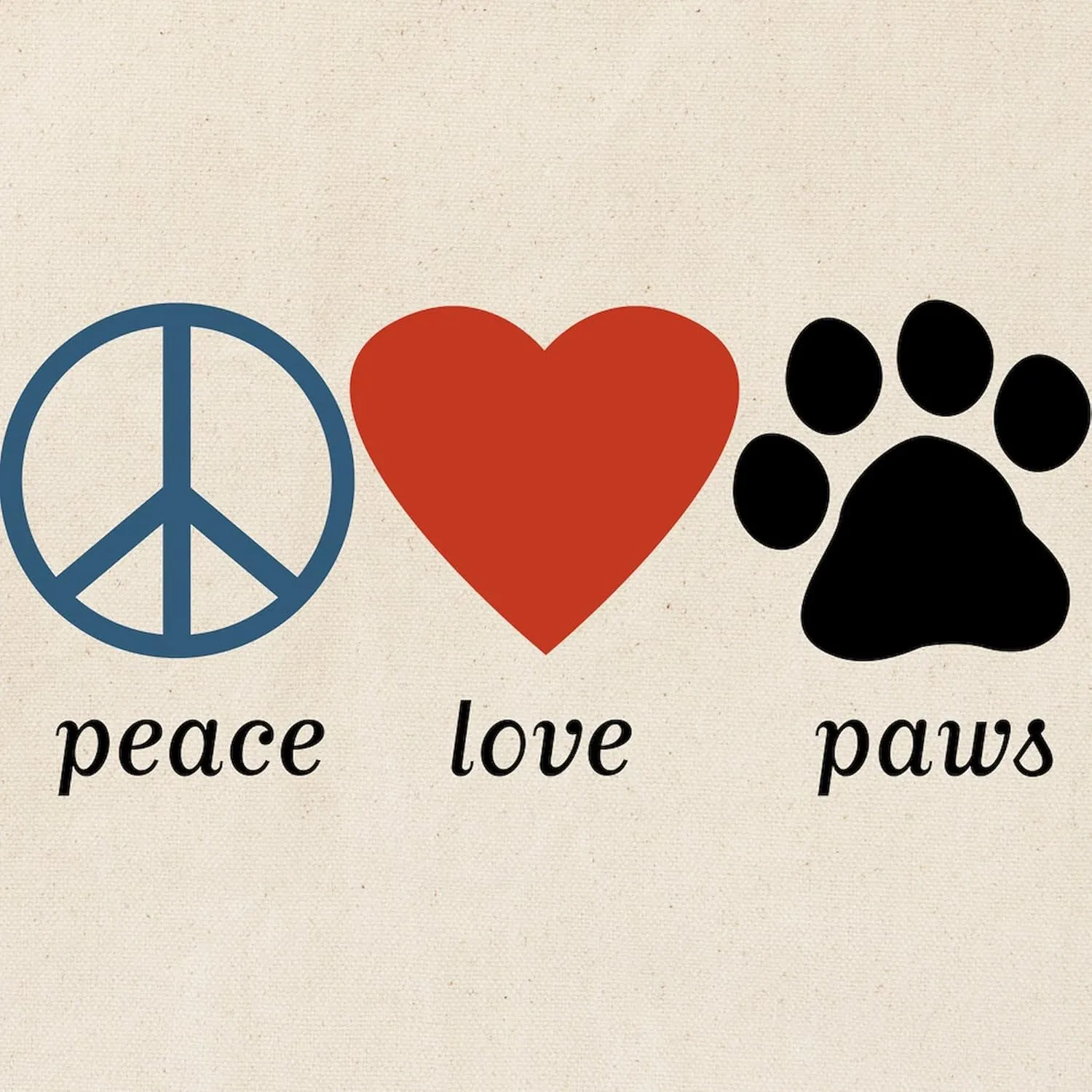 CafePress Peace Love Paws Tote Bag Natural Canvas Tote Bag, Reusable Shopping Bag