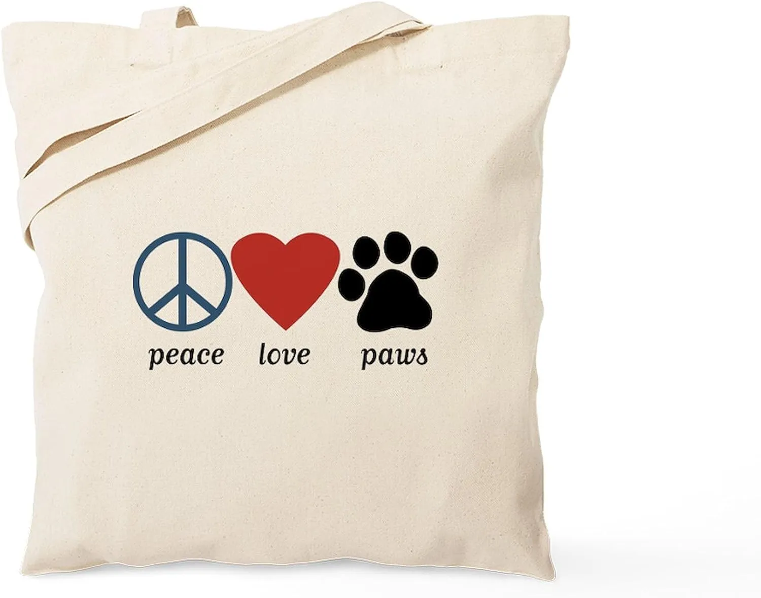 CafePress Peace Love Paws Tote Bag Natural Canvas Tote Bag, Reusable Shopping Bag