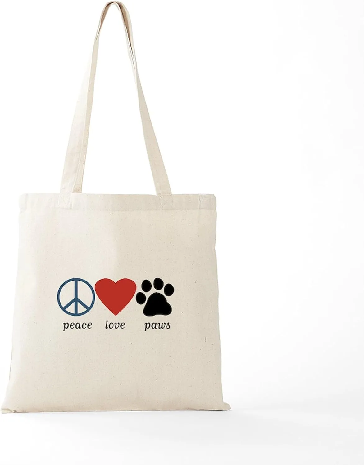 CafePress Peace Love Paws Tote Bag Natural Canvas Tote Bag, Reusable Shopping Bag