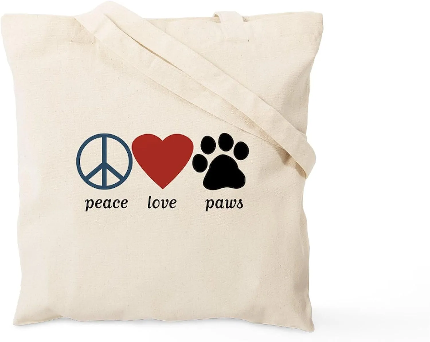CafePress Peace Love Paws Tote Bag Natural Canvas Tote Bag, Reusable Shopping Bag
