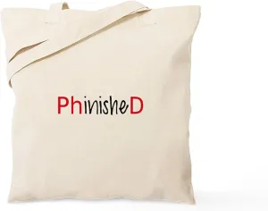 CafePress Phinished, Phd Graduate Tote Bag Natural Canvas Tote Bag, Reusable Shopping Bag