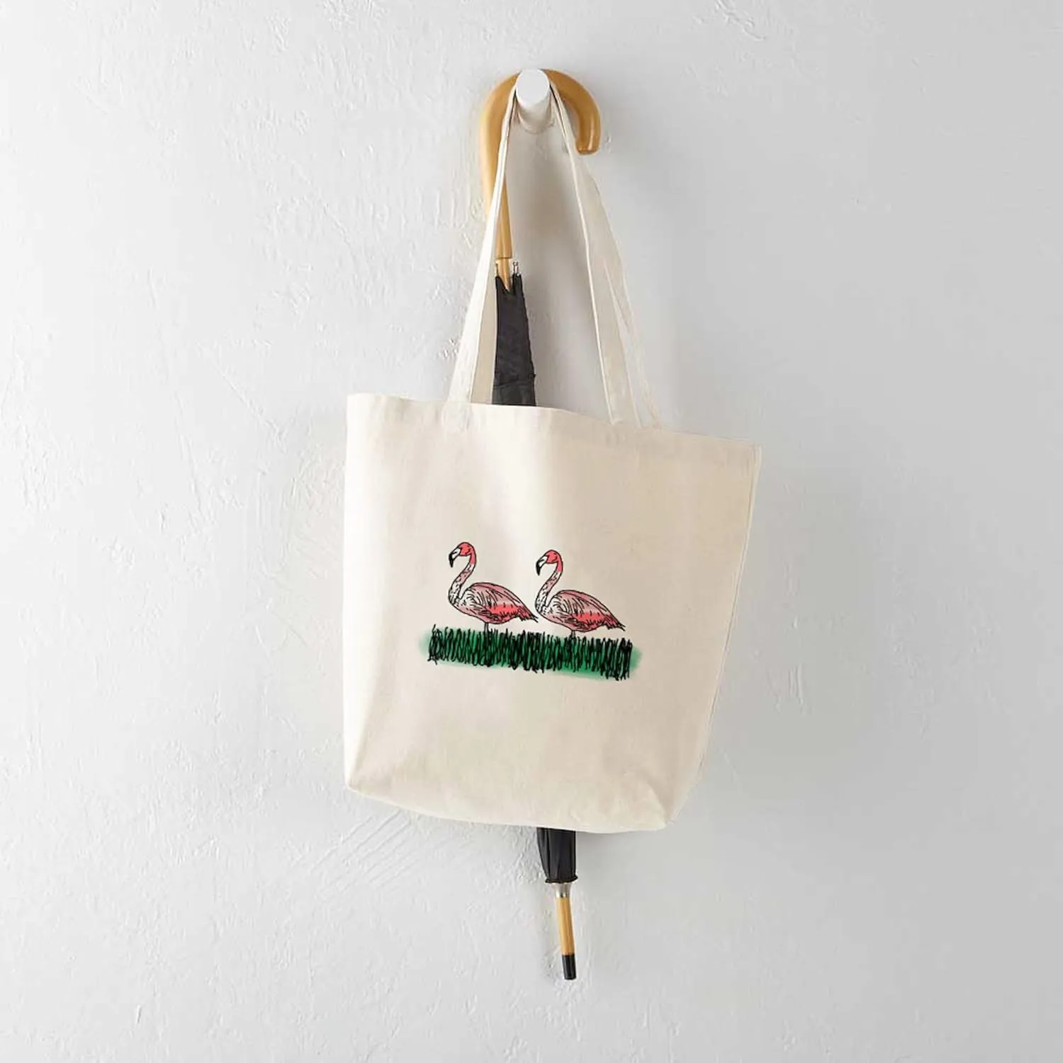 CafePress Pink Flamingos Tote Bag Natural Canvas Tote Bag, Reusable Shopping Bag