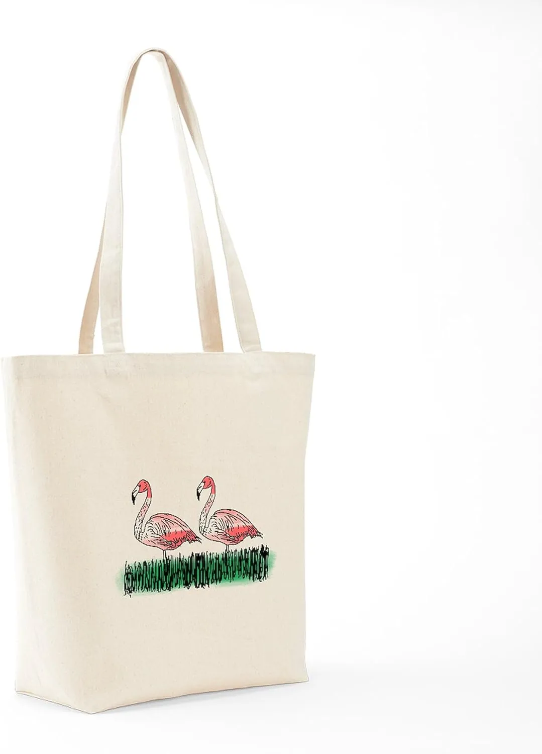 CafePress Pink Flamingos Tote Bag Natural Canvas Tote Bag, Reusable Shopping Bag