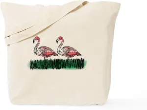 CafePress Pink Flamingos Tote Bag Natural Canvas Tote Bag, Reusable Shopping Bag