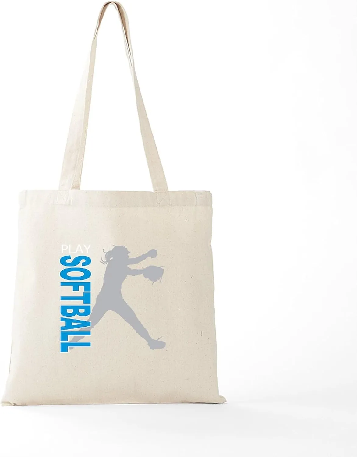 CafePress Play Softball(Blk) Tote Bag Natural Canvas Tote Bag, Reusable Shopping Bag