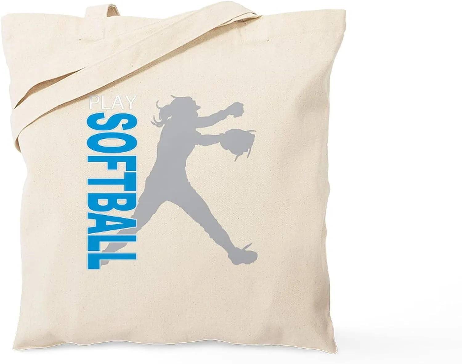 CafePress Play Softball(Blk) Tote Bag Natural Canvas Tote Bag, Reusable Shopping Bag