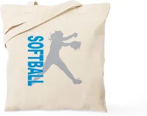 CafePress Play Softball(Blk) Tote Bag Natural Canvas Tote Bag, Reusable Shopping Bag