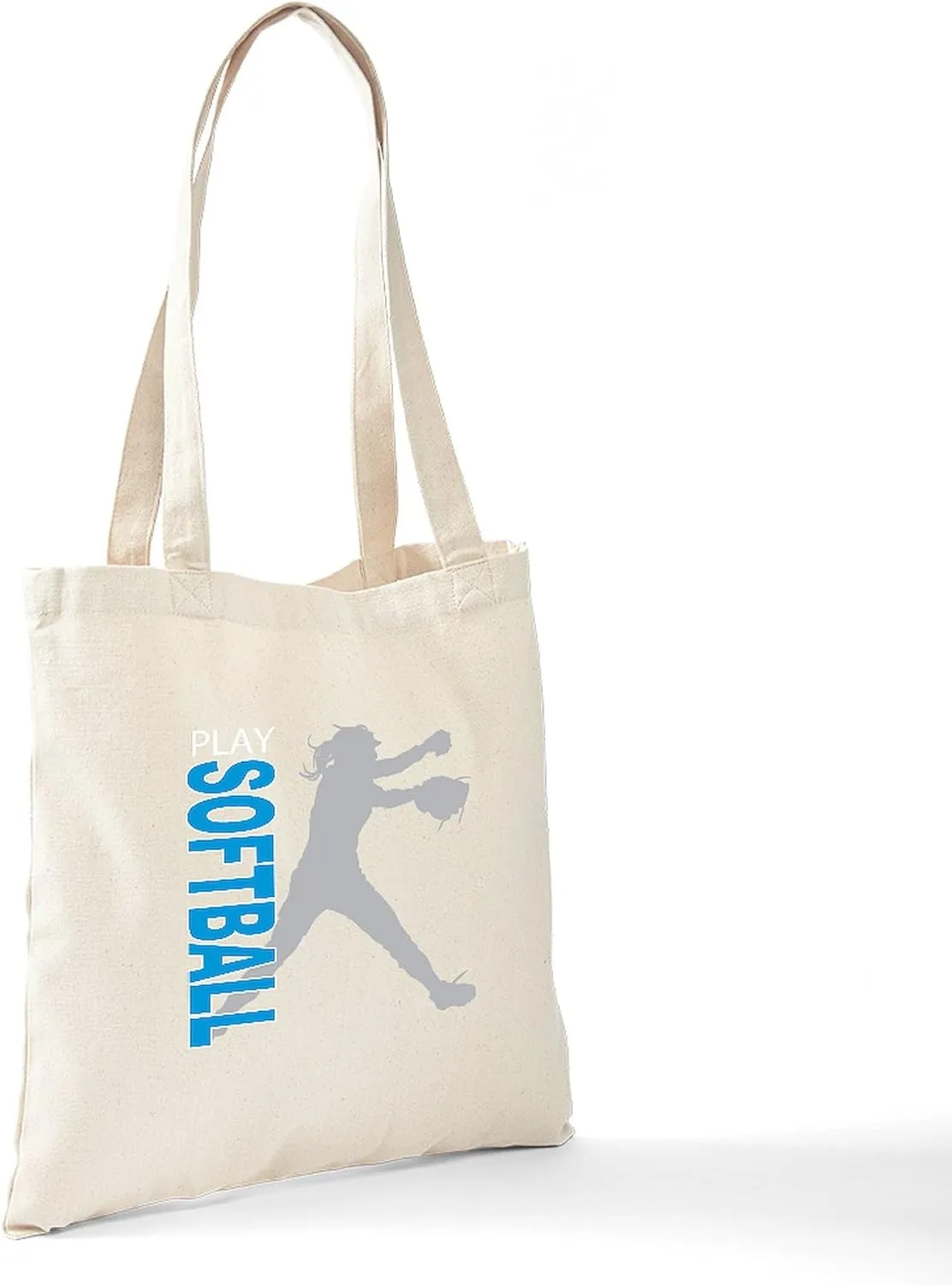 CafePress Play Softball(Blk) Tote Bag Natural Canvas Tote Bag, Reusable Shopping Bag